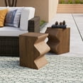 thumbnail image 2 of COSIEST Concrete Side Table, Set of 2 Rectangular Outdoor Side Tables, Decorative Garden Stools for Indoor Outdoor, Accent Table Patio Side Table Nesting End Table w Light Oak Colored Faux Wood, 2 of 5