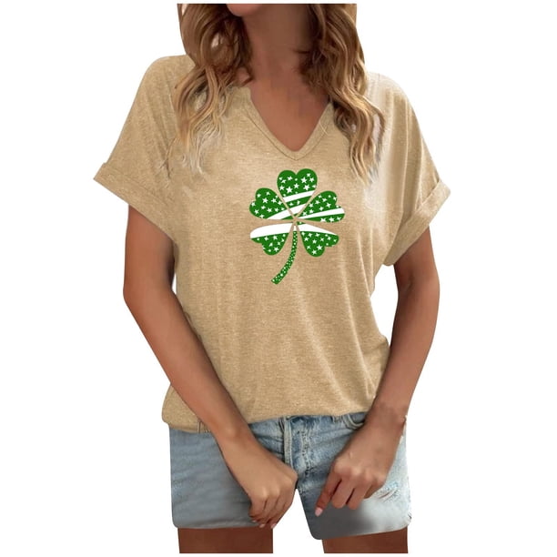Tops Cortos para las Mujeres San Pablo's Día Impreso Cuello en V Envuelto Casual Top, Ligero para Todas las Estaciones Hogar Y Uso Diario