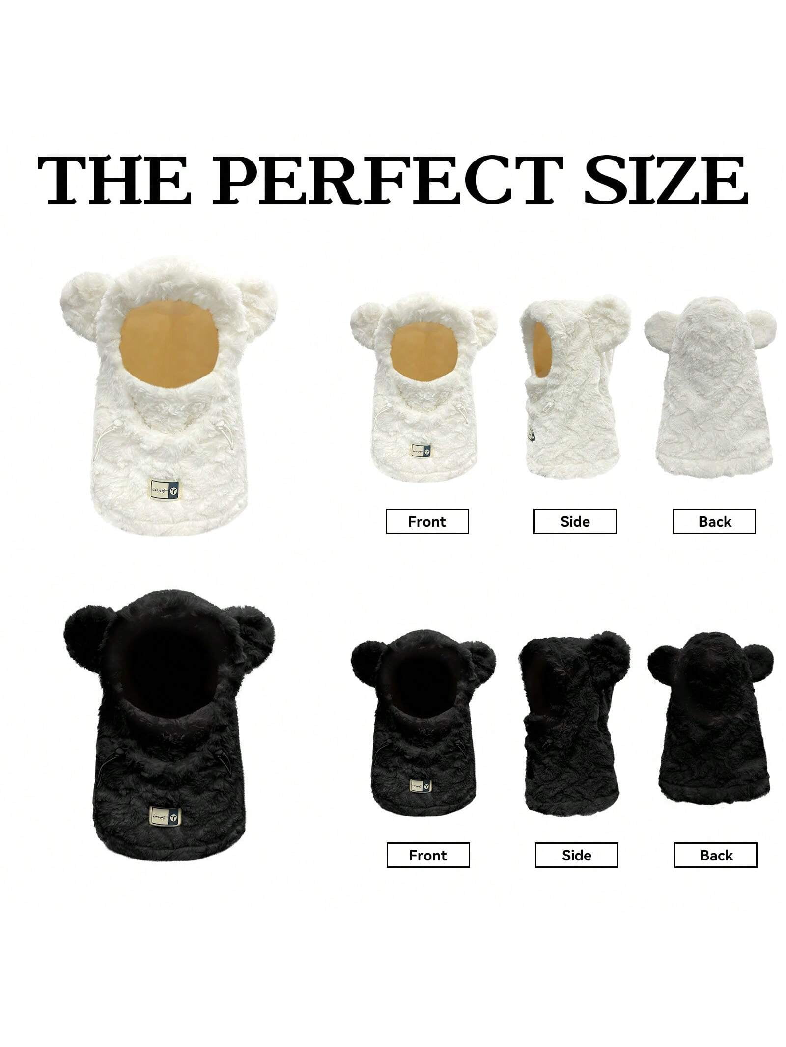 Women's Faux Fur Bear Ear Balaclava Hat Winter Warm Full-Face Cover Cute Plush Ski Mask