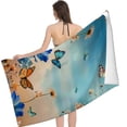 thumbnail image 2 of PHYHOO Butterfly Flower Oversized Quick Dry Microfiber Beach Towel Floral Hydrangeas Lightweight Sand Free Towel Super Soft &amp; Absorbent for Travel Swimming Sports 30x60in, 2 of 8
