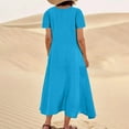 thumbnail image 4 of Maxi Dresses For Women 2025 Sevevn Women's Summer Short Sleeve Solid Color Soft Comfortable Long Dress, 4 of 6
