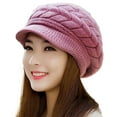 thumbnail image 2 of Cheers.US Women Winter Warm Knit Hat Wool Snow Cap Fashion Solid Color Thicken Woolen Yarn Knitted Hat Outdoor Peaked Cap, 2 of 6