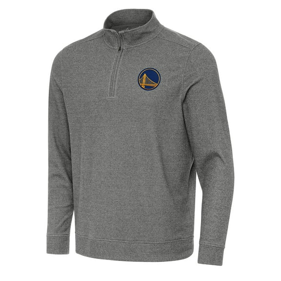 Men's Antigua Heather Black Golden State Warriors Subtle Quarter-Zip Sweatshirt