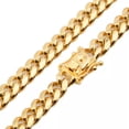 thumbnail image 4 of Mens Miami Cuban Link Bracelet Chain Necklace 18k Gold Plated Stainless Steel, 4 of 5