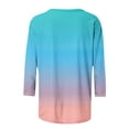 thumbnail image 5 of Charella 3/4 Sleeve Tops for Women Summer Dressy Casual Button down Crew Neck Shirts Floral Printed Loose Fit Tunic Blouses (S, Sky Blue), 5 of 7