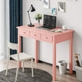 thumbnail image 3 of ADORNEVE Writing Desk with USB Port, Home Office Desk with Drawers and Hutch, 36.2" Study Table for Student/Adults, Computer Work Station with Storage Shelf, 7 Drawers, Pink 36.2*19inch Pink With Usb Ports, 3 of 8