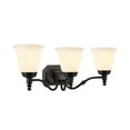 thumbnail image 5 of Aspen Creative 62022-1, Three-Light Metal Bathroom Vanity Wall Light Fixture, 23" Wide, Transitional Design in Oil Rubbed Bronze with Frosted Glass Shade, 5 of 6