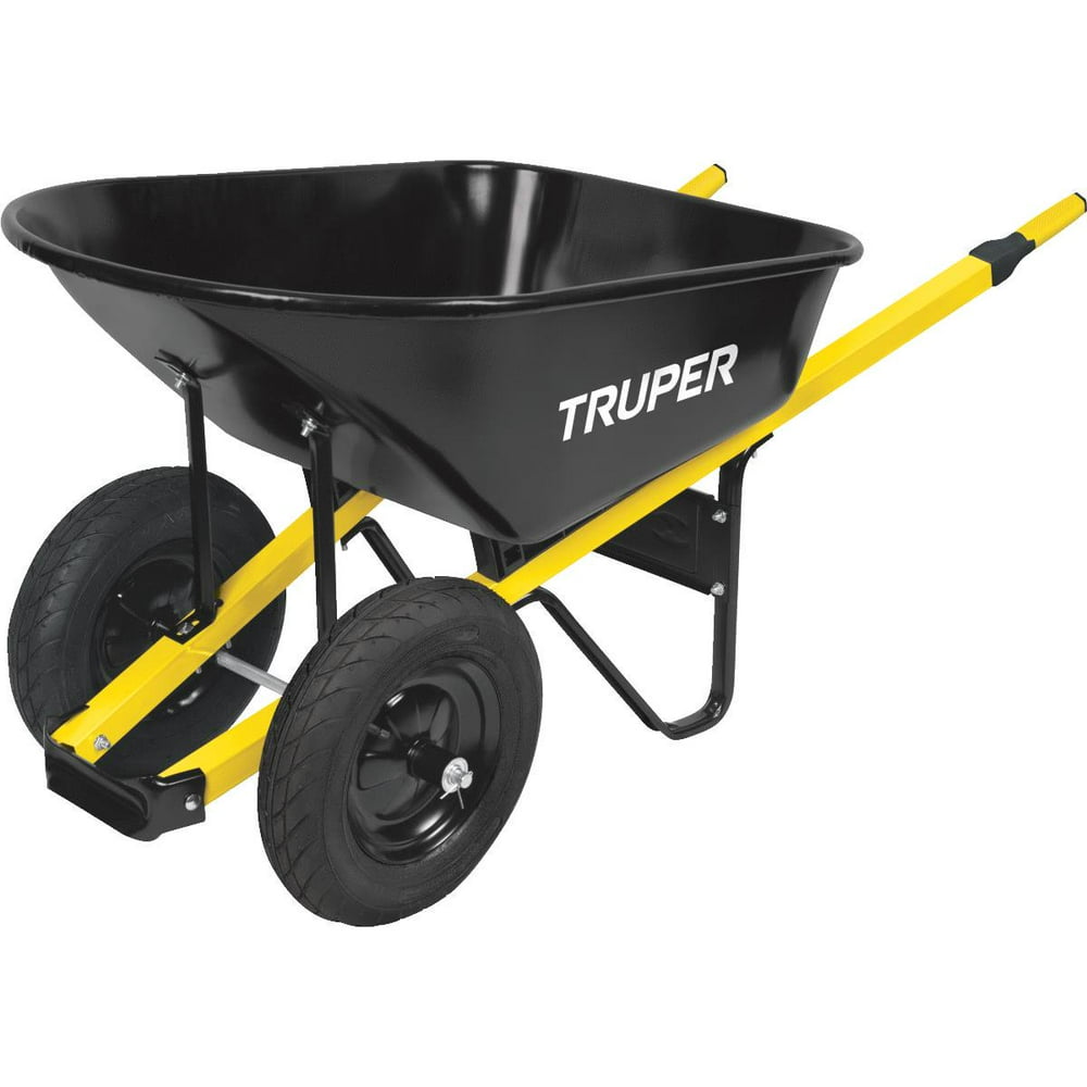 Truper Tru Tough Landscaper Dual Wheel Steel Wheelbarrow Walmart com