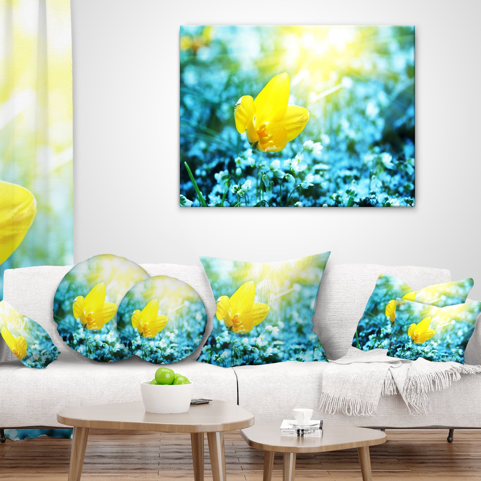 Designart 12" x 20" Yellow Polyester Throw Pillow