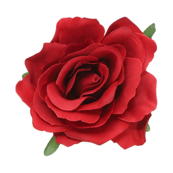 Uxcell Rose Boho Hair Clips, Fabric Flower Brooch Pins for Women Wedding Party Clothes, Colored Red