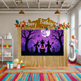 thumbnail image 5 of Spooky Witch Theme Halloween Banner Cauldron Scene Night Sky Bats Moon for Halloween Party Decoration Outdoor Indoor, 5 of 9