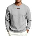 thumbnail image 2 of Pullover Sweatshirts for Men Crew Neck Long Sleeve Logo Detail Regular Fit Casual Tops, 2 of 8