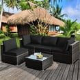 thumbnail image 1 of Gymax 5PCS Rattan Patio Conversation Set Sofa Furniture Set w/ Black Cushions, 1 of 10