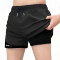 thumbnail image 3 of MKOSPLRT Boys Quick Dry Shorts Summer Solid Color Fake Two Layer Outdoor Athletic Casual Shorts UPF 50+ Sun Protection, 3 of 9