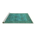 thumbnail image 2 of Ahgly Company Machine Washable Indoor Rectangle Oriental Turquoise Blue Industrial Area Rugs, 6' x 9', 2 of 4