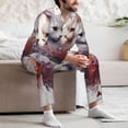 thumbnail image 5 of Wukai White Red Cat Couple Men's Long-Sleeve Pajama Set - Comfortable Sleepwear with Button-Down Shirt and Pants-XX-Large, 5 of 6