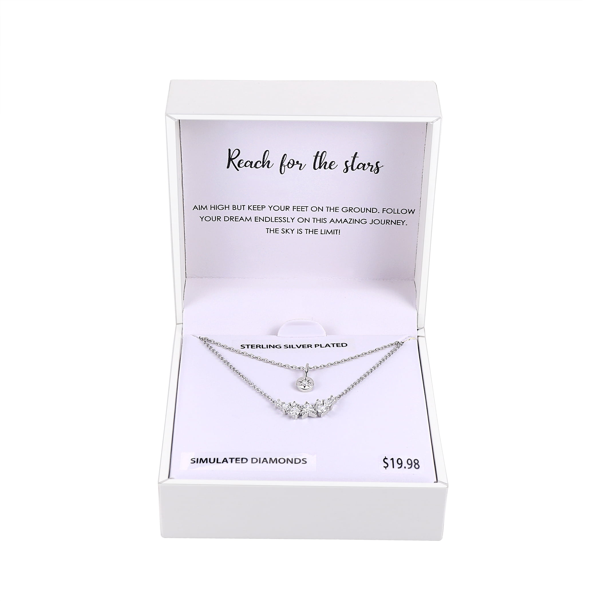 Fine Silver Plated Double Necklace Set with Simulated Diamonds Adult