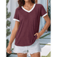 thumbnail image 5 of Camisetas de Corta con Cuello en V para Mujer, Color Vino Tinto M, 5 of 6