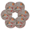 thumbnail image 7 of 6 Pcs Drink Coasters with Holder 3.94in Woven Coasters for Drinks Red Berries and Robin Birds Coaster Set for Protection Table, 7 of 7