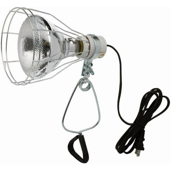 0324 18/2 Gauge Brooder and 150-Watt Heat Lamp with Wire Grill and Clamp; 6-Foot; Black