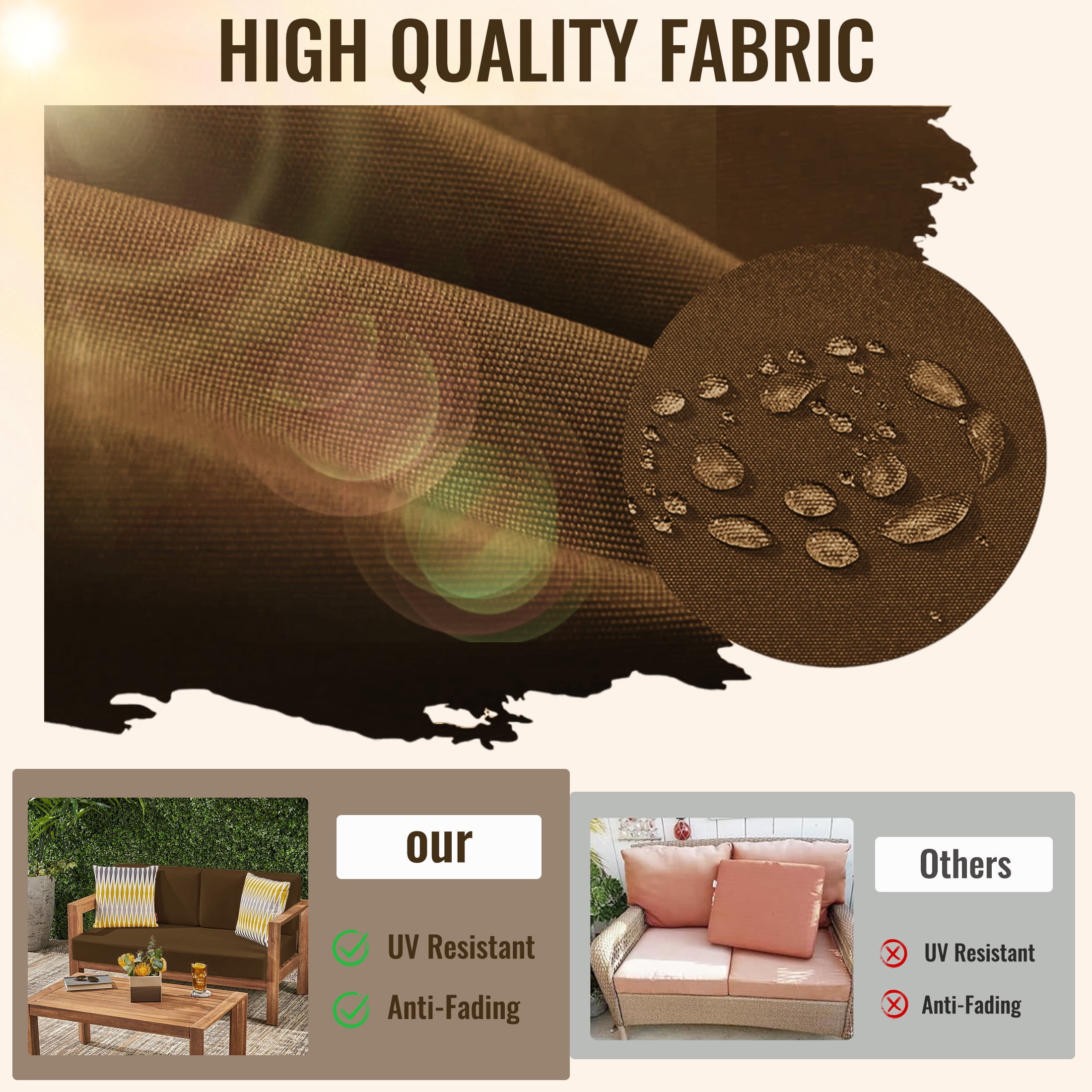 Geemuslly 48 x 24 Outdoor Loveseat Cushion Set, Waterproof & Fade-Resistant Patio Replacement Cushions for Sofa, Bench, or Swing – Thick Seat & Backrest Support,Coffee