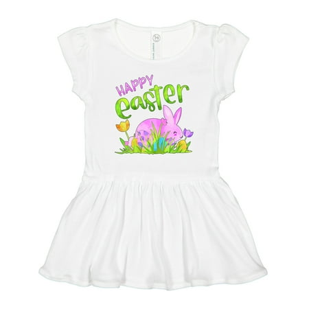 

Inktastic Happy Easter Pink Bunny and Eggs in Grass Gift Toddler Girl Dress