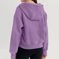 thumbnail image 4 of Womens Plus Size Blouses Fall Loose Fit Hooded Long Sleeve Rolled Drop Shoulder Half Zip Solid Color Hoodie Cotton Hoodies Sweatshirts(Purple,XL), 4 of 6