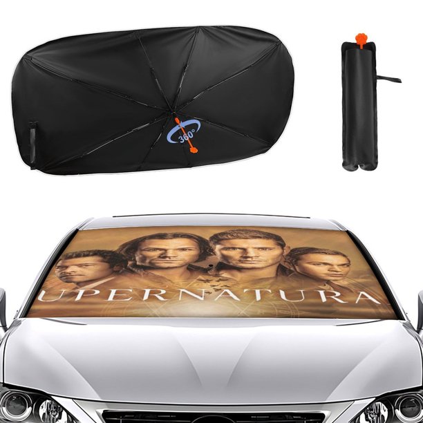 Sobrenatural Sombrilla Solar para Auto - Protector de Parabrisas Plegable | Cortina Solar Delantero | Bloqueo UV y Aislamiento de Calor 133x73cm