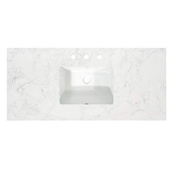 Ceres 49" Engineered Stone Vanity Top in Grain White with Single White Sink