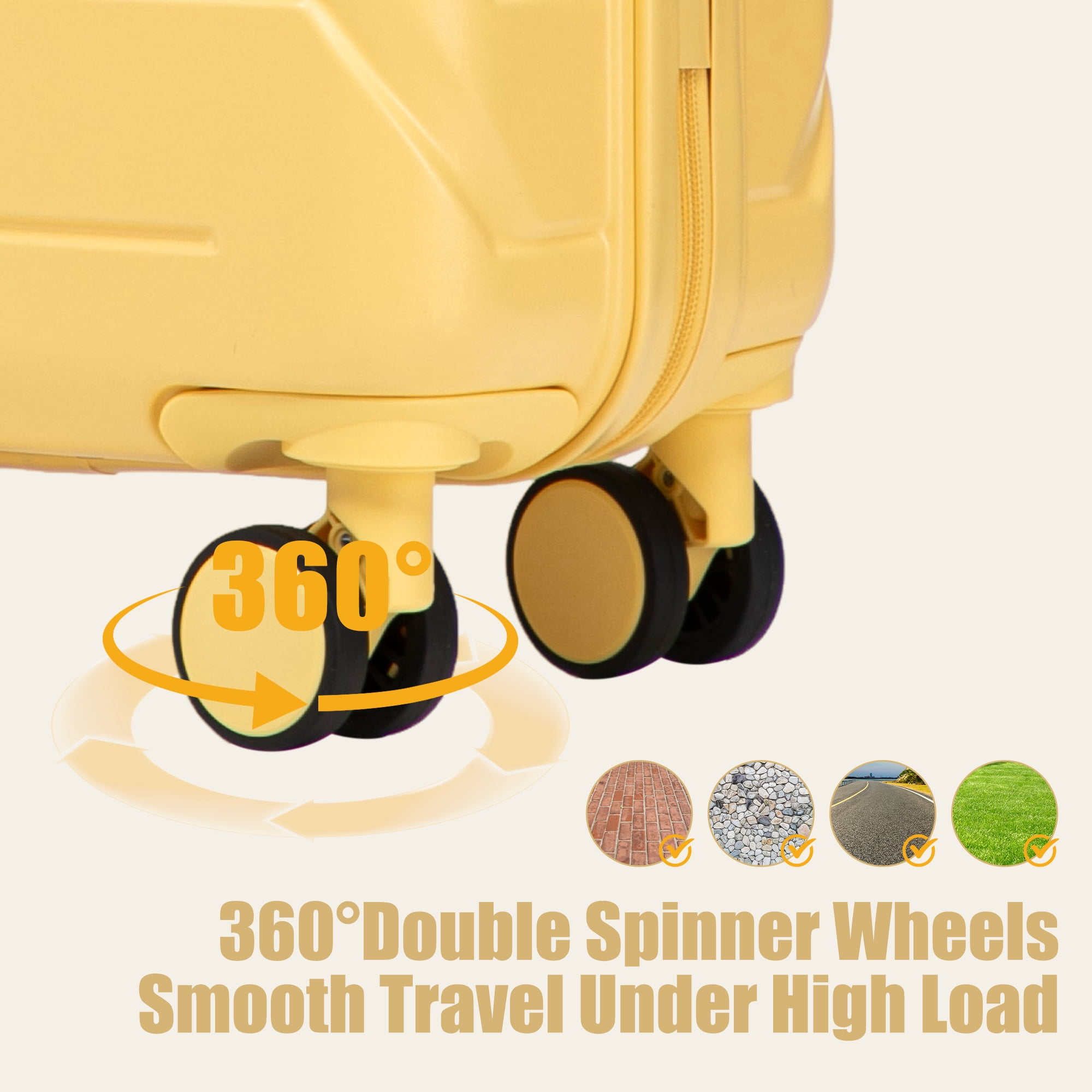 Leumius Hardside Carry on Luggage with Spinner Wheels, Hard Shell ABS Suitcase, 20-Inch Lightweight Expandable Rolling Luggage, Yellow