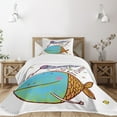 thumbnail image 3 of Ambesonne Fish Quilted Bedspread Set 2 Pcs, Funny Cartoon Illustration, Twin Size, Multicolor, 3 of 6