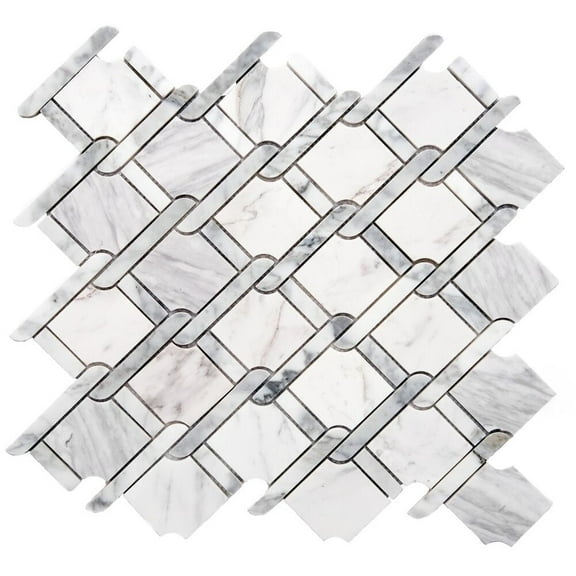 The Tile Life Santorini Rope Carrara Grey 2" x 3" Marble Mosaic Backsplash Wall Tile - 4x4 Sample