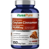 NusaPure Ceylon Cinnamon 10,000mg Per Caps | 150 Veggie Capsules | Non-GMO, Gluten-Free, Vegan with Bioperine