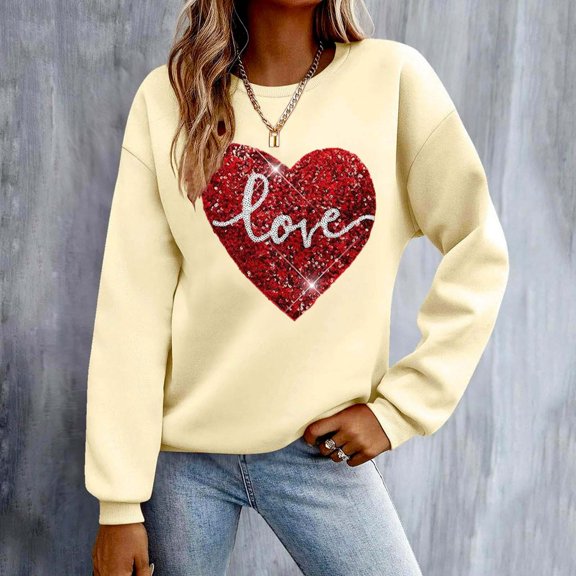 Xixinqiwan Women Valentine's Day Long Sleeve Shirt,Womens Cute Leopard Love Heart Valentines Shirt Gift Teacher Valentine Sweatshirt