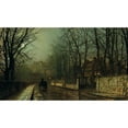 thumbnail image 2 of John Atkinson Grimshaw 24x15 Gold Ornate Framed and Double Matted Museum Art Print Titled - A Wet Moon, Putney Road (1886), 2 of 4