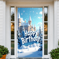 thumbnail image 6 of LUUFILx Happy Birthday Winter Wonderland Backdrop Snowy Castle Background Party Decoration Photography Props Banner Supplies Festival Celebration, 6 of 7