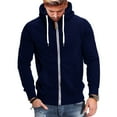 thumbnail image 2 of Vedolay Men's Hoodie Sweatshirt Pullover Zip Up Hoodie Light Weight Exercise Jacket Sweater Navy,L, 2 of 4