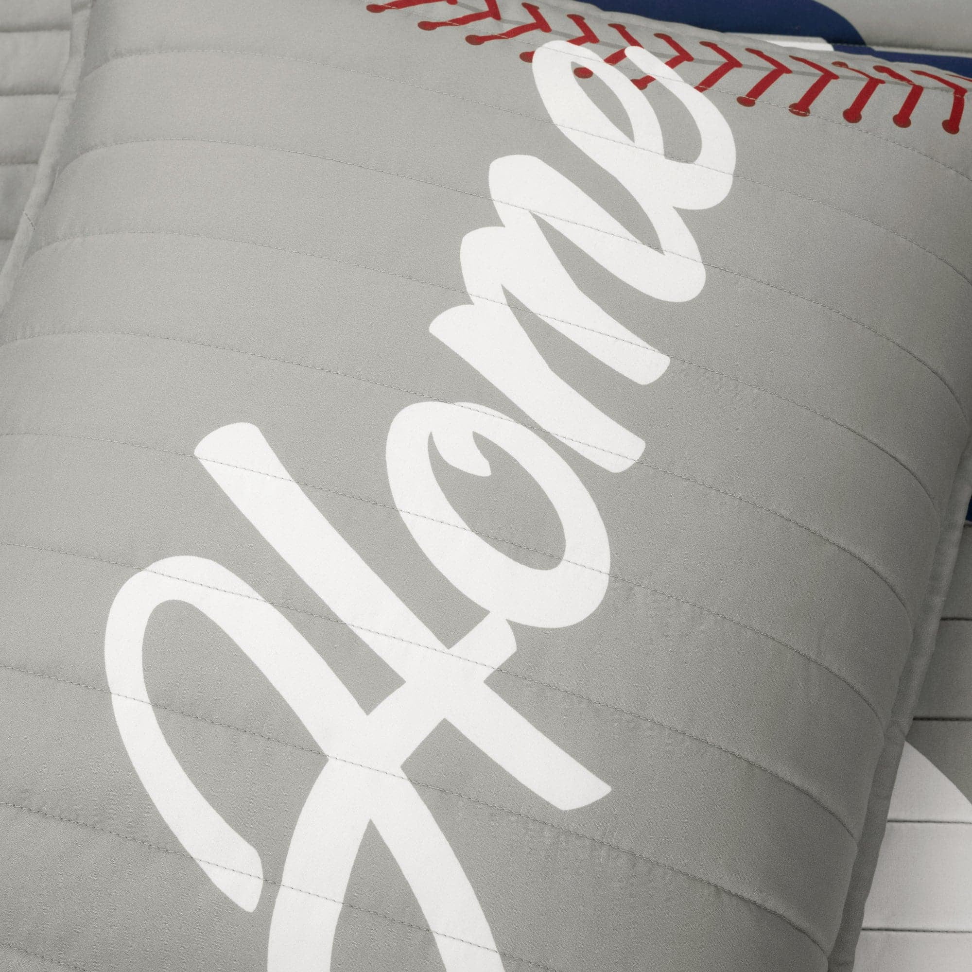 Lush Decor Baseball Game Reversible Oversized Kids Quilt Navy/Gray 5Pc Set Full/Queen