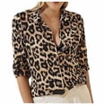 thumbnail image 2 of Blouses for Women Long Sleeve Lapel Collared Graphic Print Button Down Spring Shirts Dressy Casual Work Business Tops, 2 of 6