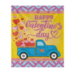  Flannel Throw Blanket 50x80in,Valentine's Day Truck