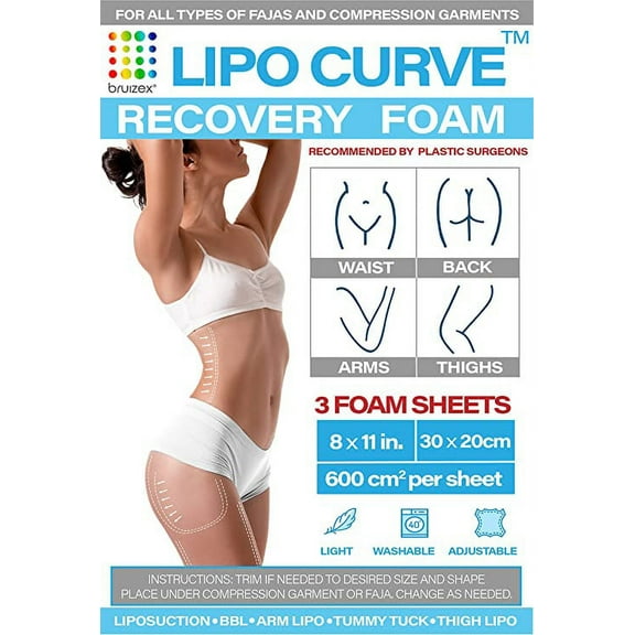 LIPO FOAM : Liposuction recovery soft pads I 3 pack post surgery sheets I For all types of compression garments, Faja, abdominal boards, wrap, BBL pillow, 360 Lipo, BBL, tummy tuck I Bruizex