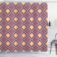 thumbnail image 1 of Colorful Shower Curtain, Ethnic Asian Mosaic with Traditional Cultural Motifs Diagonal Squares Rhombus Tile, Fabric Bathroom Set with Hooks, 69W X 84L Inches Extra Long, Multicolor, by Ambesonne, 1 of 3