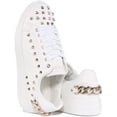 thumbnail image 4 of Guess Renatta Women's Lace Up Synthetic Stud Trainers In Cream Size 9.5, 4 of 6