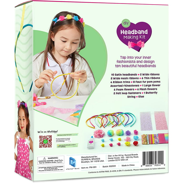 B Me Headband Making Kit for Girls - DIY 16 Unique Girls Hair Accessories  with 60+ Craft Supplies - Arts & Crafts Gifts for Girls Ages 5-12