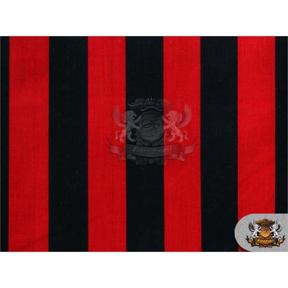 Polycotton Printed Fabric MEDIUM STRIPES RED BLACK / 60" Wide / Sold by the yard