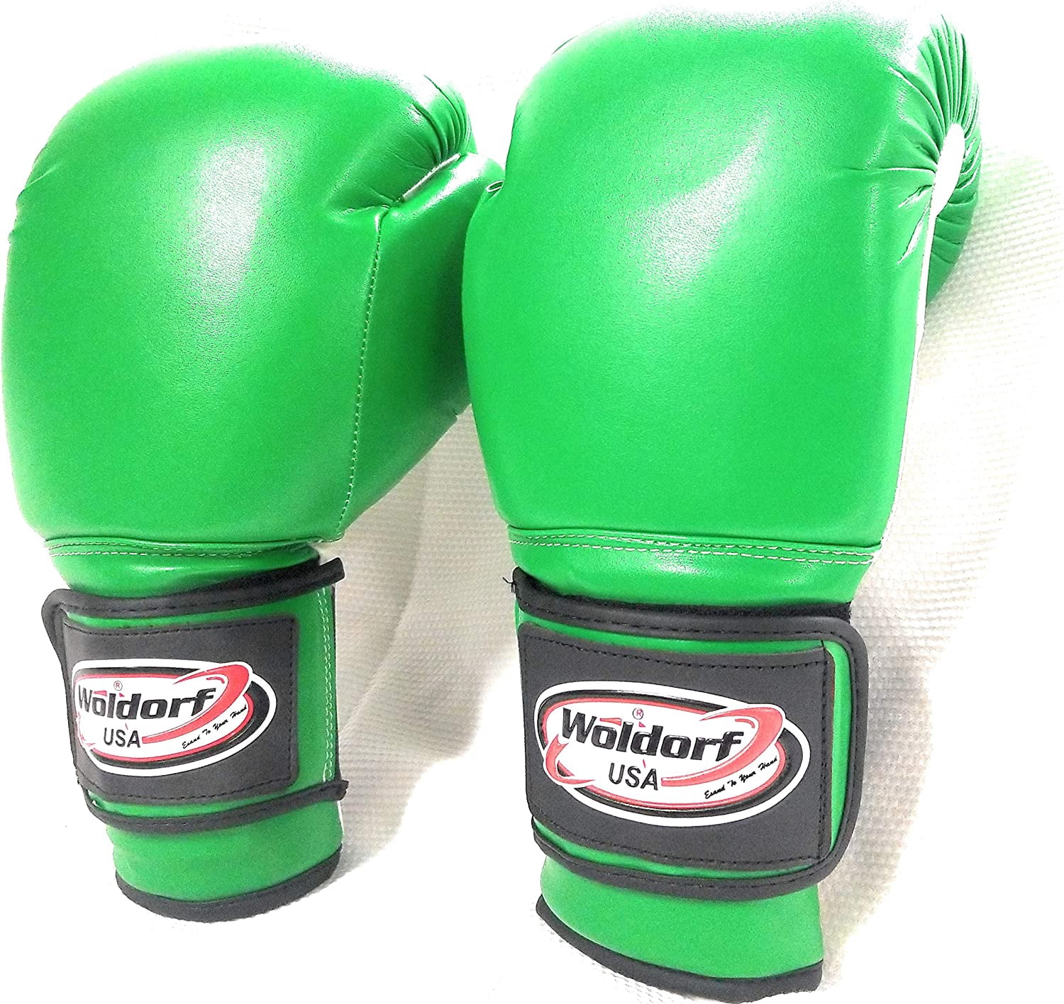 Woldorf USA Water Resistant Nylon Boxing Gloves Kickboxing Muay Thai Punching Bag Gloves Vinyl Green - Durable Boxing Gloves - Multi-Layered Foam Padding Offers Unbeatable Men Women Fight Gloves 16oz