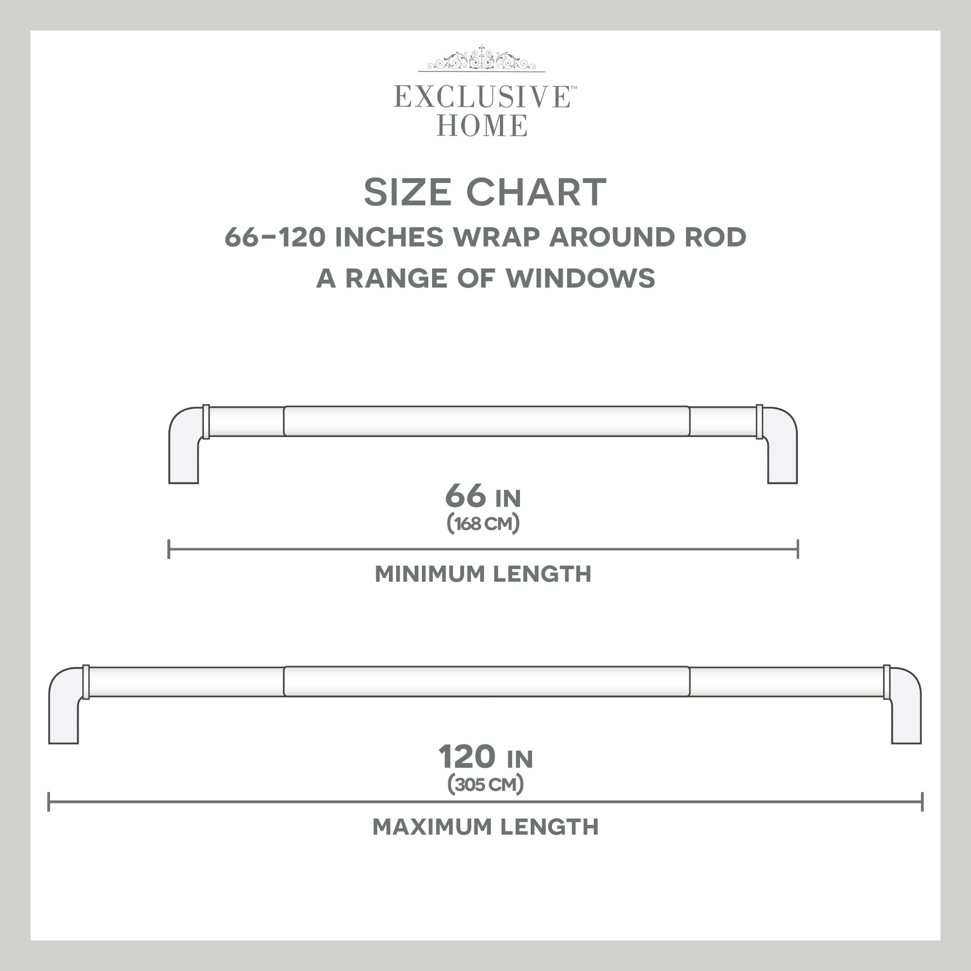 Exclusive Home Contemporary, Modern Matte Adjustable Wraparound Curtain Rods Set, 66 in - 120 in