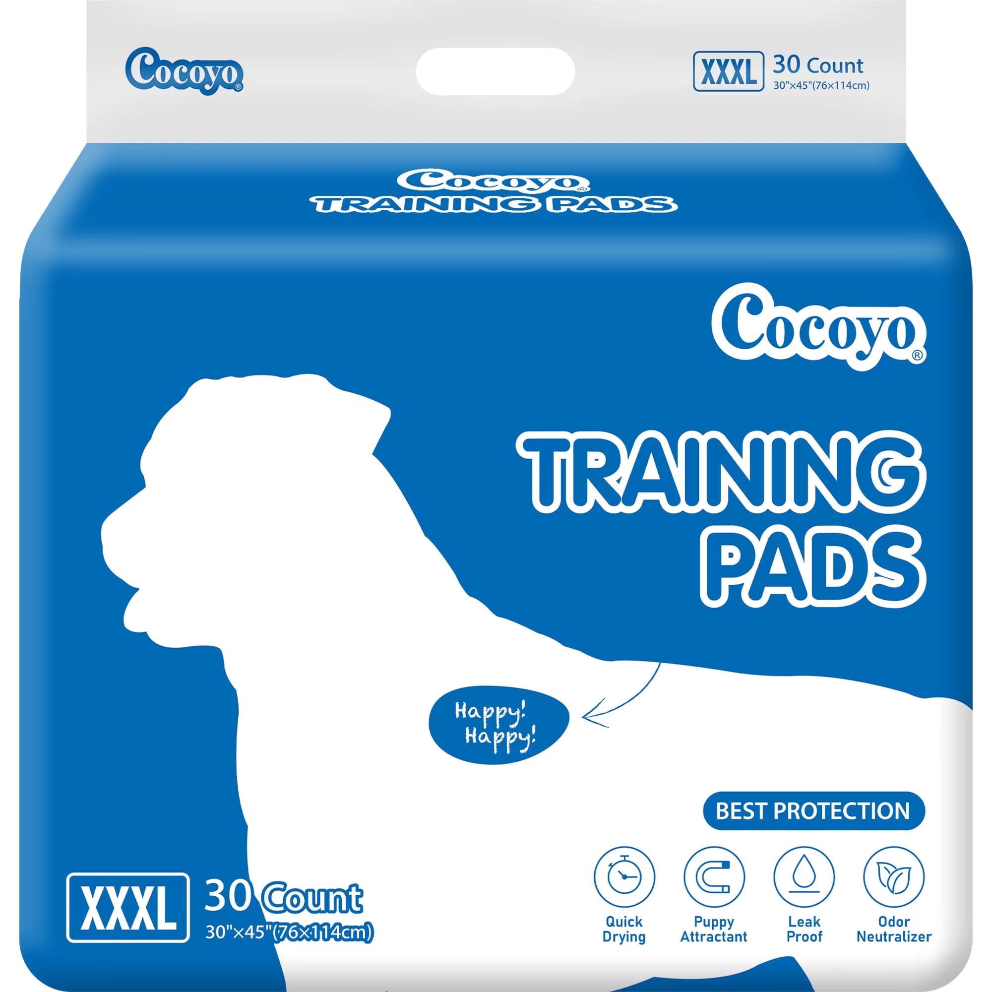 COCOYO Dog Training Pads Giant Size XXXL Size (30" x 45", 30 Count) Super Absorbent Puppy Pads