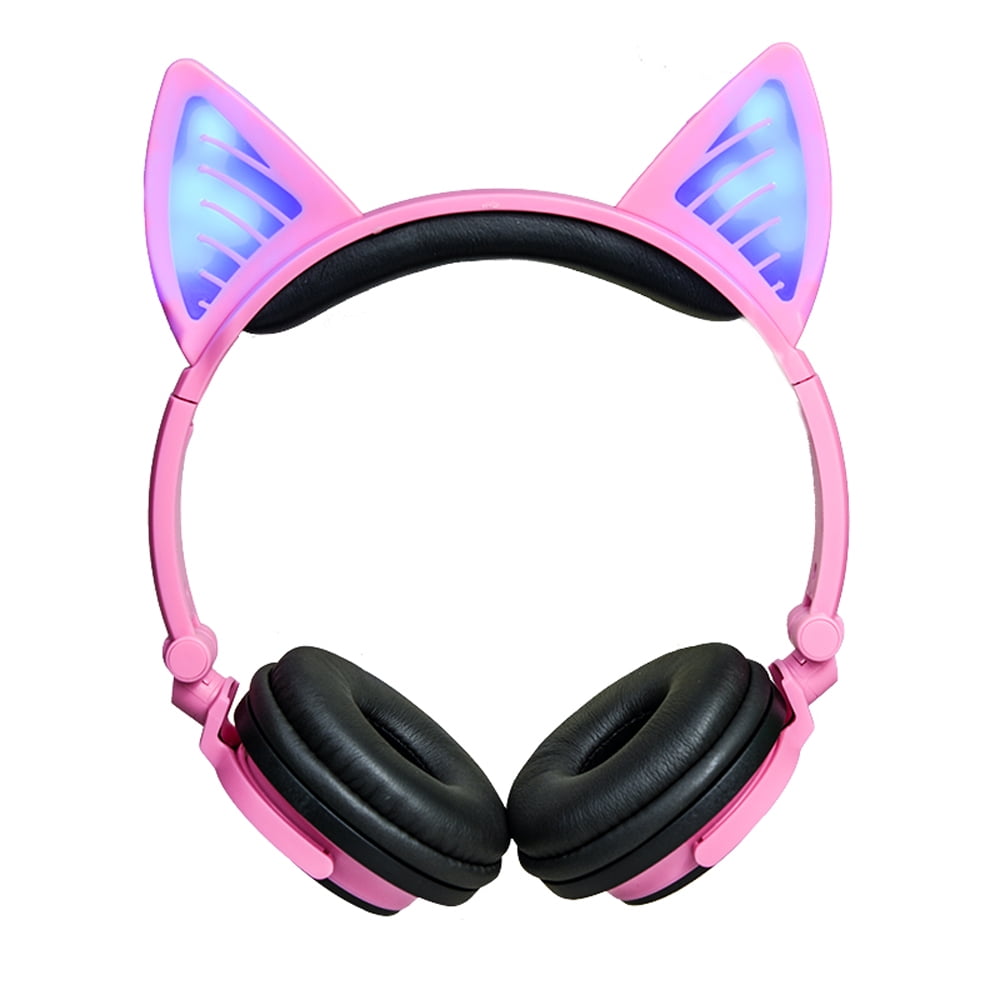 TechComm K10 Cat Ear Bluetooth LED Headphones Music Hands-Free Calls 