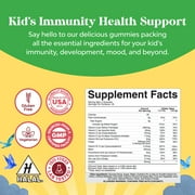 Plant Based Kids Multivitamin Gummies - Multivitamin for Kids Immune Support with Vitamins A, C, D3, E, B6 & B12, Zinc & Iodine - Children's Vitamins Chewable Formula for Strong Health - 90 Count